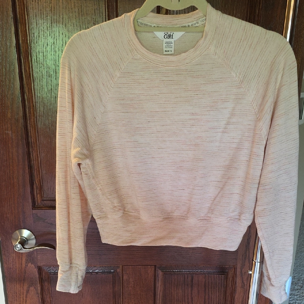 Athleta Girl. Light Cream And Pink Pullover